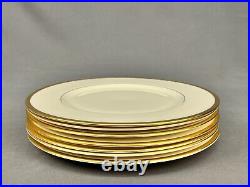 7 Lenox Tuxedo Gold 10 1/2 Dinner Plates Mint