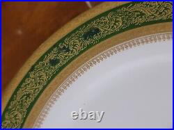7 Limoges CMC Marshall Fields Gold Encrusted/raised Forest Green Dinner Plates