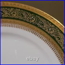 7 Limoges CMC Marshall Fields Gold Encrusted/raised Forest Green Dinner Plates