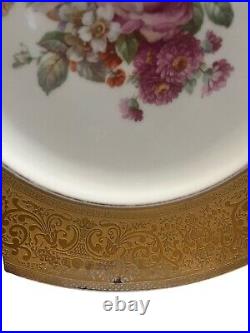 7 Royal Bavarian Hutschenreuther Selb Bavaria Gold Encrusted Dinner Plates