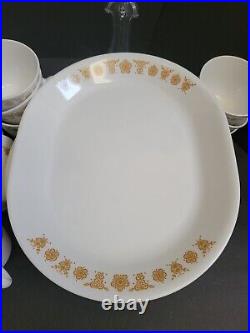 70 pc Corelle Corning Butterfly Gold Platter Dinner Bread Plates Bowls Cups