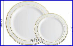 700 Pc Gold Plastic Dinnerware Set 100 Guest Disposable Gold Party Tableware Set