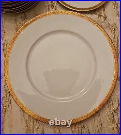 8 Altwasser Silesia Germany White Porcelain Plates Gold Rim Dinner & 10 Bread