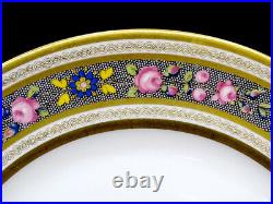 8 Antique CHARLES AHRENFELDT China LIMOGES Porcelain ROSES & GOLD Dinner Plates
