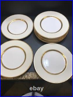 8 Antique Minton K100 Dinner Plate 10 1/4 Gold Encrusted Ivory