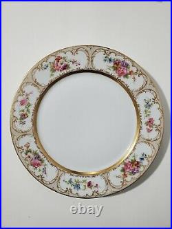 8 Antique Wm Guerin Limoges Porcelain Gold & Painted Flowers Dinner Plates 11