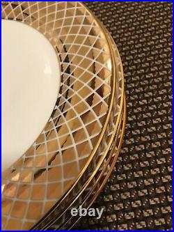 (8) Ciroa Luxe Metallic Gold Lattice Dinner Plates NEW