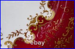 8 Coalport Burgundy Dark Red Raised Beaded Gold Scrollwork Dinner Plate 1750 AD