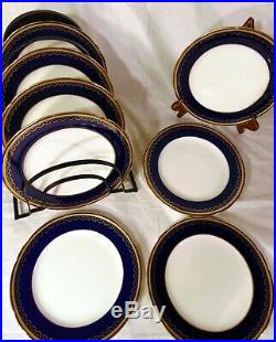 8 Cobalt Gold Band Mintons Dinner Plates Gilman Collamore 6184 9 1/4 English