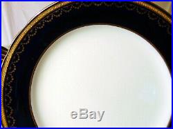 8 Cobalt Gold Band Mintons Dinner Plates Gilman Collamore 6184 9 1/4 English