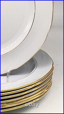 8 Copeland Spode New Stone Dinner Plates Gold Band Greystone