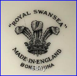 8 England ROYAL SWANSEA ROSE MAGENTA & GOLD 10 1/4 DINNER PLATES 8 England ROYAL SWANSEA ROSE MAGENTA & GOLD 10 1/4 DINNER PLATES