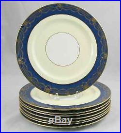 8 George Jones Crescent China Cobalt Gold Encrusted Dinner Plates 10.25