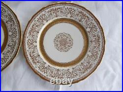 8 Gold Encrusted 11 Porcelain Dinner Plates Marked FRANCE Scrolled Plate Set