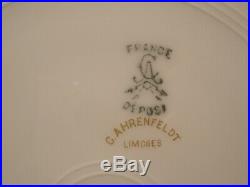 8 Gold Encrusted Dinner Plates 10.5 C Ahrenfeldt Limoges France Depose 1900 EUC