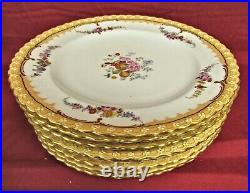 8 Handpainted, Gold, & Enameled Floral N4522 Dinner Plates