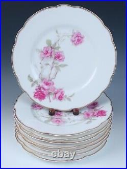8 Haviland Baltimore Rose Dinner Plates Limoges Porcelain Large Pink Double Gold