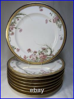 (8) Haviland'Feu de Four' Gold Encrusted withPink Carnations 10.3 DINNER PLATES (8) Haviland'Feu de Four' Gold Encrusted withPink Carnations 10.3 DINNER PLATES