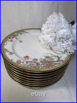(8) Haviland'Feu de Four' Gold Encrusted withPink Carnations 10.3 DINNER PLATES (8) Haviland'Feu de Four' Gold Encrusted withPink Carnations 10.3 DINNER PLATES