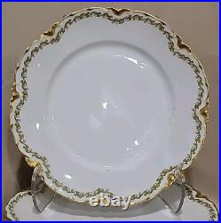 (8) Haviland France Clover Leaf & Gold Schleiger 98 Dinner Plates 9 3/4