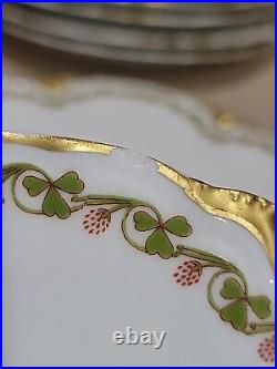 (8) Haviland France Clover Leaf & Gold Schleiger 98 Dinner Plates 9 3/4