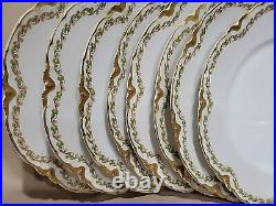 (8) Haviland France Clover Leaf & Gold Schleiger 98 Dinner Plates 9 3/4