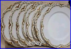 (8) Haviland France Clover Leaf & Gold Schleiger 98 Dinner Plates 9 3/4