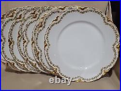 (8) Haviland France Clover Leaf & Gold Schleiger 98 Dinner Plates 9 3/4