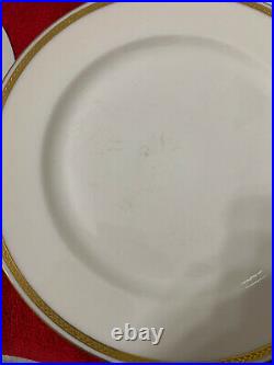 Set of 8 LENOX Sabrina 8 Wide Gold Trim Salad or Dessert Plates Vintage Bone China Blue Shell Bridal Wedding Shower Gift