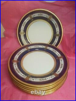 8 Limoges Dinner Plates Set Authentic Limoges France Versalles Cobalt Gold
