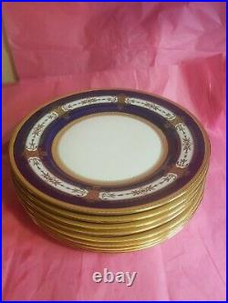 8 Limoges Dinner Plates Set Authentic Limoges France Versalles Cobalt Gold