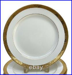 8 Minton England for Tiffany & Co. Porcelain Dinner Plates- Gold Trim, 1927