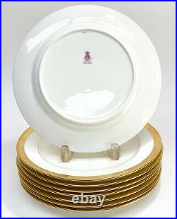 8 Minton England for Tiffany & Co. Porcelain Dinner Plates- Gold Trim, 1927