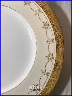 (8) Minton H3087 Gold Encrusted/Beaded 10.3 DINNER PLATES with Eagles & Urns
