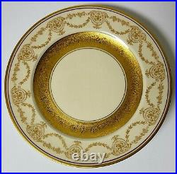 8 Rosedale China USA Dinner Plates Gold Red Porcelain Luncheon Plates