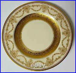 8 Rosedale China USA Dinner Plates Gold Red Porcelain Luncheon Plates