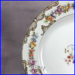 (8) Royal Bayreuth Luncheon Plates ROB41 Dresden Flowers Gold Lace