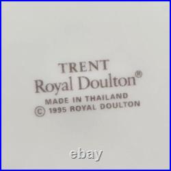 8 Royal Doulton Trent Dinner Plates Set Vintage Elegant White Gold Trim Dish Lot