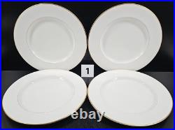 8 Royal Doulton Trent Dinner Plates Set Vintage Elegant White Gold Trim Dish Lot