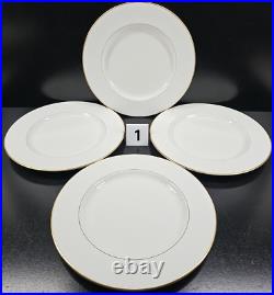 8 Royal Doulton Trent Dinner Plates Set Vintage Elegant White Gold Trim Dish Lot