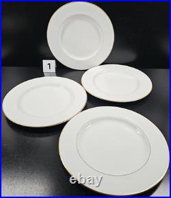 8 Royal Doulton Trent Dinner Plates Set Vintage Elegant White Gold Trim Dish Lot