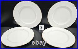 8 Royal Doulton Trent Dinner Plates Set Vintage Elegant White Gold Trim Dish Lot