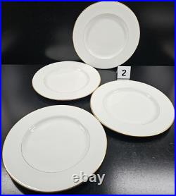 8 Royal Doulton Trent Dinner Plates Set Vintage Elegant White Gold Trim Dish Lot