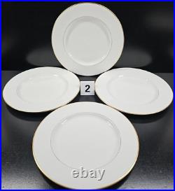 8 Royal Doulton Trent Dinner Plates Set Vintage Elegant White Gold Trim Dish Lot