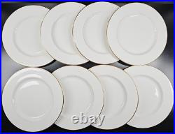 8 Royal Doulton Trent Dinner Plates Set Vintage Elegant White Gold Trim Dish Lot