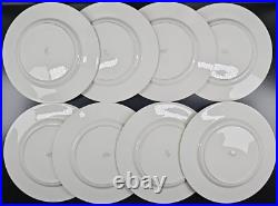 8 Royal Doulton Trent Dinner Plates Set Vintage Elegant White Gold Trim Dish Lot