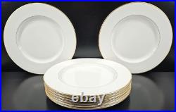 8 Royal Doulton Trent Dinner Plates Set Vintage Elegant White Gold Trim Dish Lot