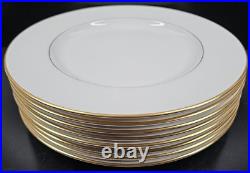 8 Royal Doulton Trent Dinner Plates Set Vintage Elegant White Gold Trim Dish Lot