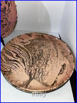 8- SASCHA BRASTOFF Signed Surf Ballet Pink & Gold 10 Dinner Plates