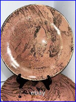 8- SASCHA BRASTOFF Signed Surf Ballet Pink & Gold 10 Dinner Plates